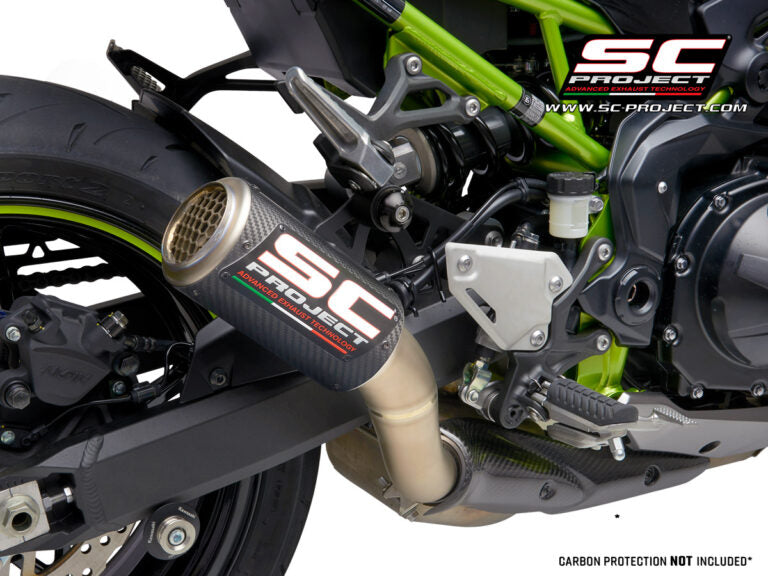 SC Project Exhaust CR-T carbon with stoneguard grid for z900 (2020) Without Carbon Heat Protection