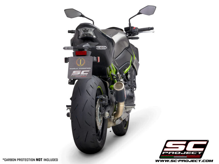 SC Project Exhaust CR-T carbon with stoneguard grid for z900 (2020) Without Carbon Heat Protection