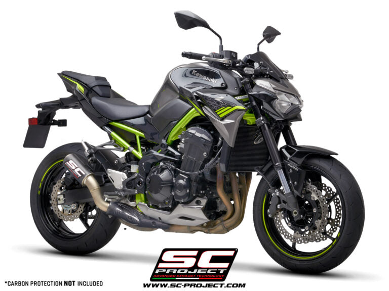 SC Project Exhaust CR-T carbon (2017-2019) with stoneguard grid for Kawasaki Z900 (Without Carbon fibre heat protection)