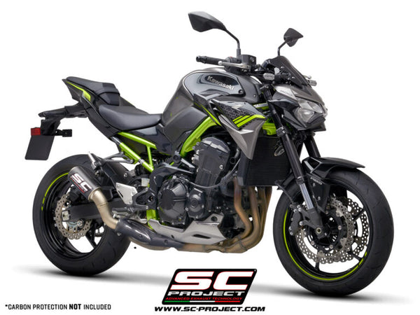 SC Project Exhaust CR-T carbon (2017-2019) with stoneguard grid for Kawasaki Z900 (Without Carbon fibre heat protection)