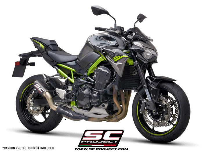 SC Project Exhaust CR-T carbon (2017-2019) with stoneguard grid for Kawasaki Z900 (Without Carbon fibre heat protection)