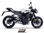 SC Project CR-T Carbon Fibre 3-1 Stainless Steel full exhaust system with stoneguard grid for Street Triple 765 R-RS-R A2 (2024-2025)