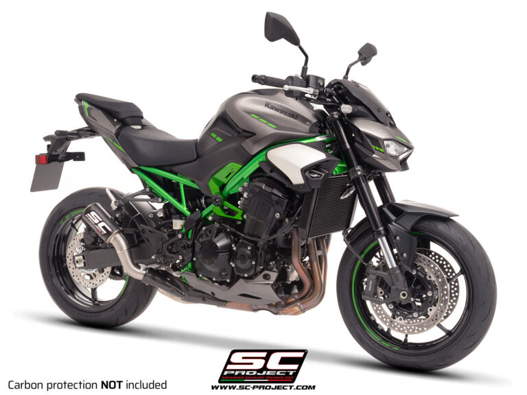 SC Project Exhaust CR-T carbon with stoneguard grid for Z900 (2025) without carbon heat protector
