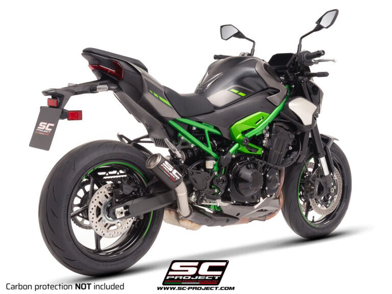 CR-T carbon fibre exhaust, with carbon fiber heel guard and protection Z900 – Z900 A2 (2025 – 2026)