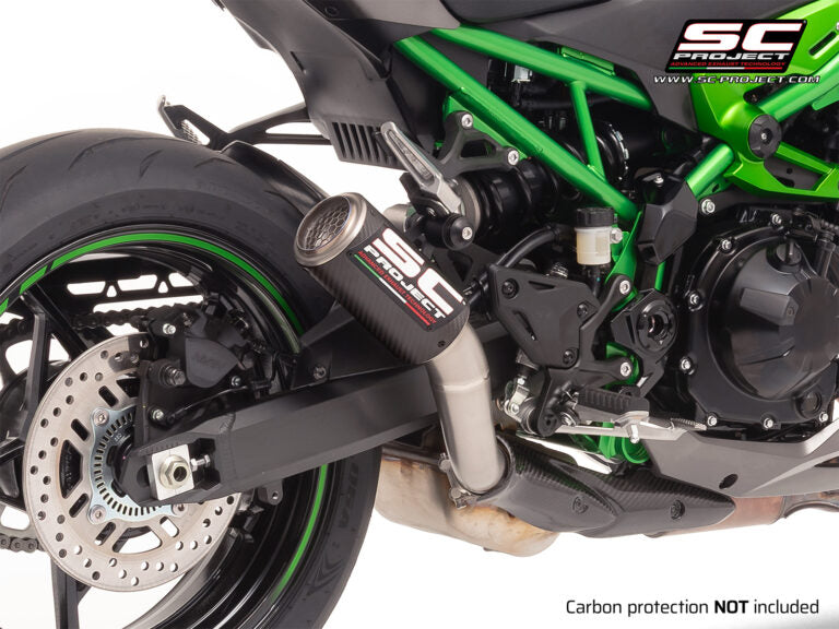 SC Project Exhaust CR-T carbon with stoneguard grid for Z900 (2025) without carbon heat protector