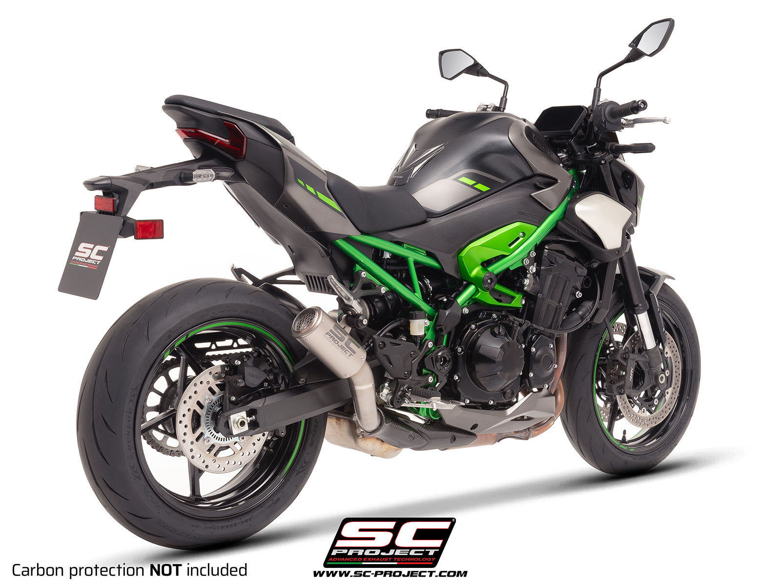 Sc Project exhaust CR-T Titanium with stoneguard grid for Z900 (2025) without carbon heat protector