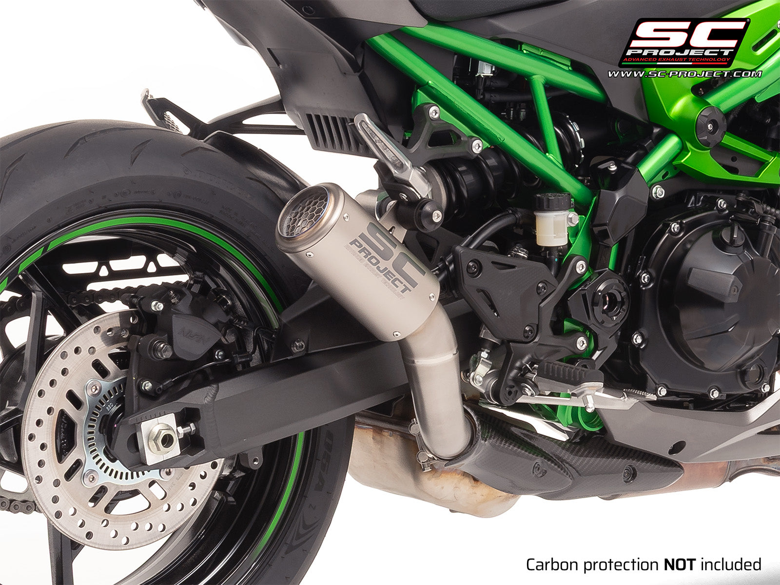 Sc Project exhaust CR-T Titanium with stoneguard grid for Z900 (2025) without carbon heat protector