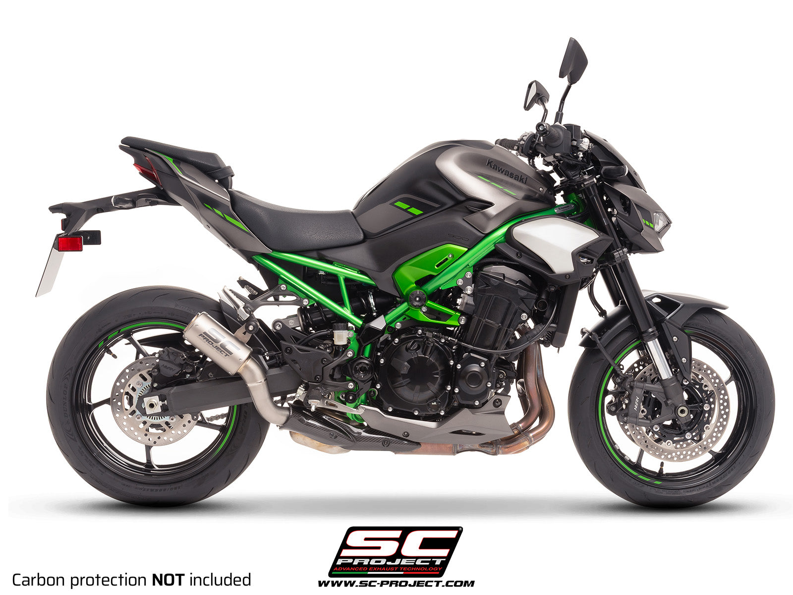 Sc Project exhaust CR-T Titanium with stoneguard grid for Z900 (2025) without carbon heat protector