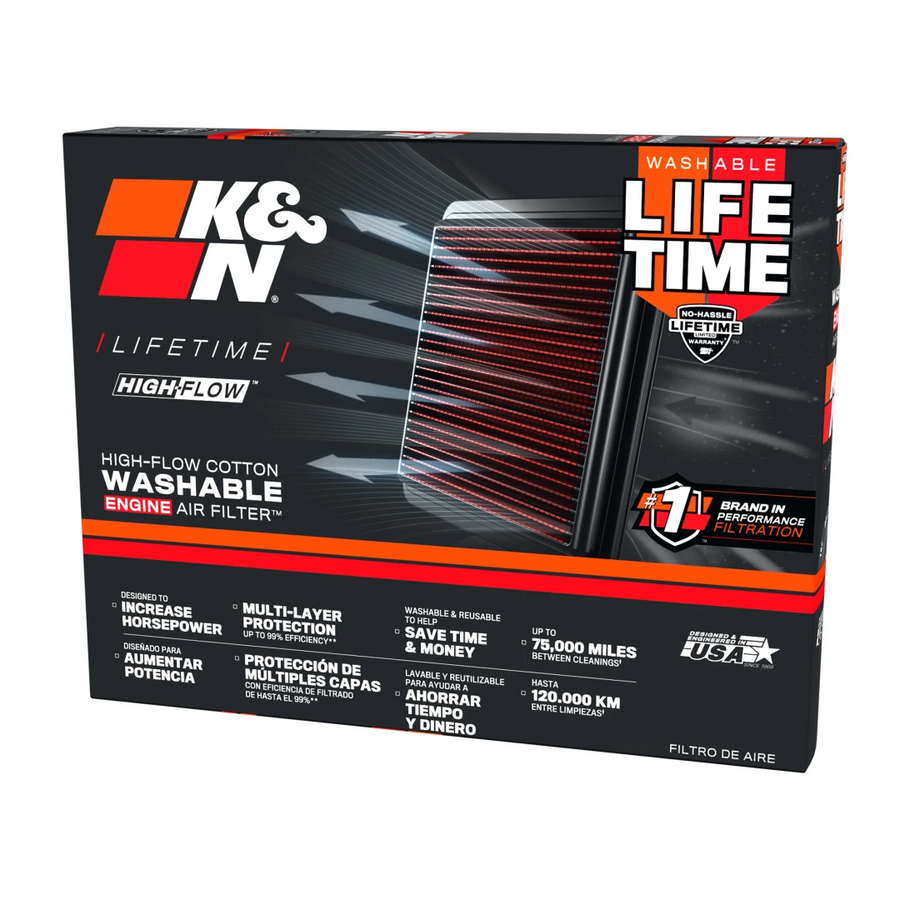 K&N | K&N High-Flow Powersports Lifetime Engine Air Filter for Ducati Motorcycles