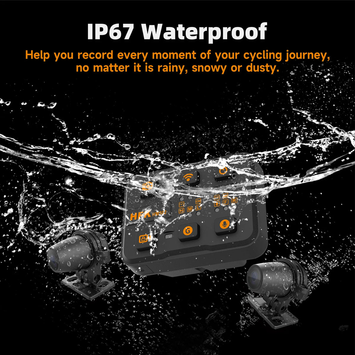 HFK | HFK   HM502   Motorcycle   Dash   Cam   –   1080P Ultra   HD   Dual   Lens   with   5G   WiFi