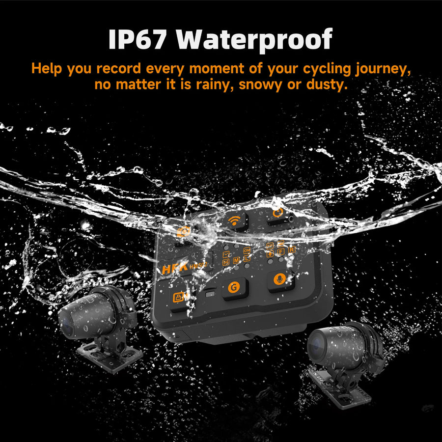 HFK | HFK   HM502   Motorcycle   Dash   Cam   –   1080P Ultra   HD   Dual   Lens   with   5G   WiFi