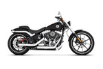 300-0104 | Rinehart Racing | Softail Kick Backs 2-into-2 Chrome with Black End Caps