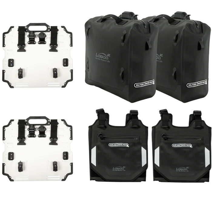 LOBOO Inflatable Motorcycle Side Bag Set – ALPS Series Waterproof Travel Saddle Bags (Available in 23L, 30L, or Mixed 23L+30L Options)
