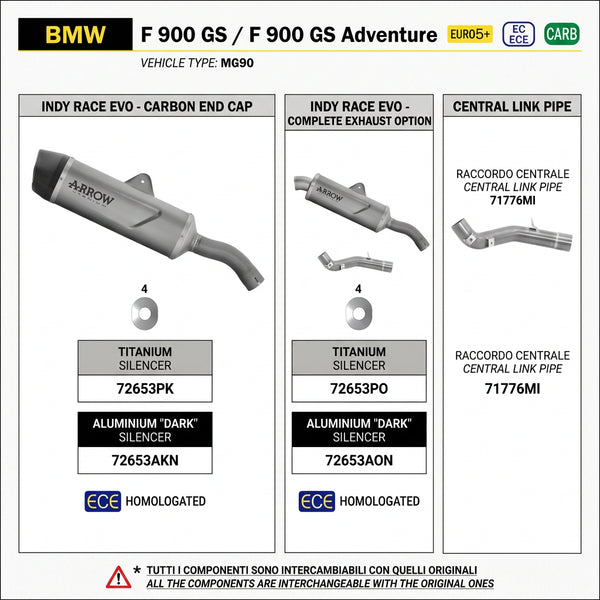 ARROW EXHAUST | BMW F 900 GS / GS Adventure 2024 | Indy Race EVO aluminium "Dark" silencer with carby end cap Current price