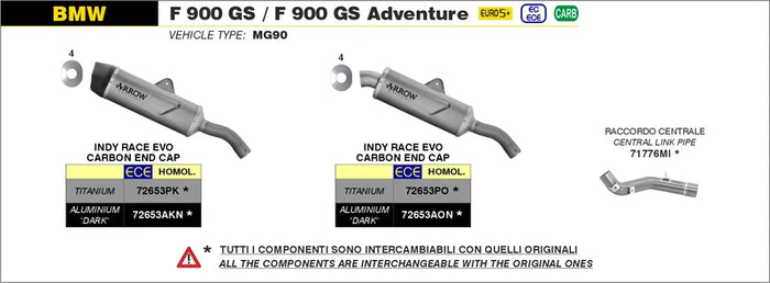 72653AKN | ARROW EXHAUST | BMW F 900 GS / GS Adventure 2024 | Indy Race EVO aluminium "Dark" silencer with carby end cap Current price