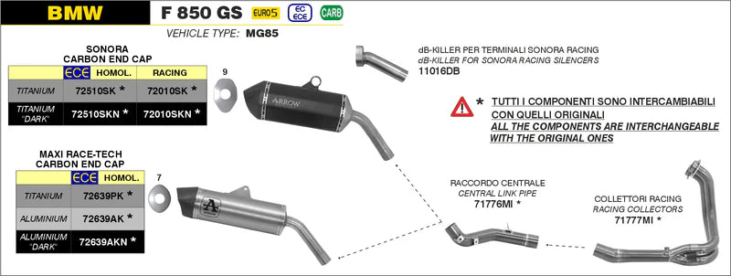 ARROW EXHAUST | BMW F 900 GS / GS Adventure 2024/2025 | Link pipe | 71776MI