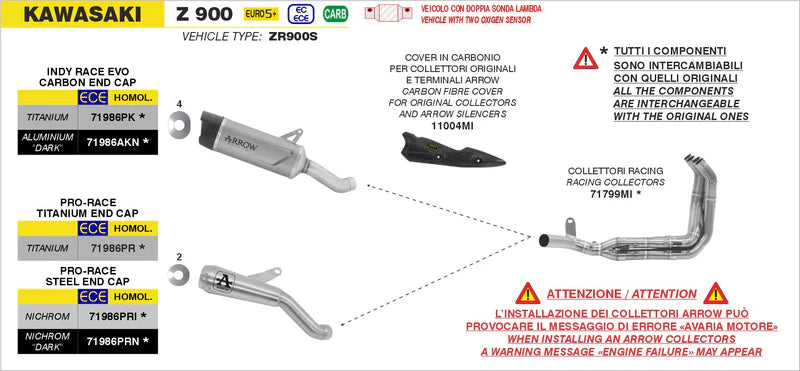 ARROW EXHAUST | Kawasaki Z 900 2025-26 | Pro-Race Nichrom "Dark" silencer | 71986PRN