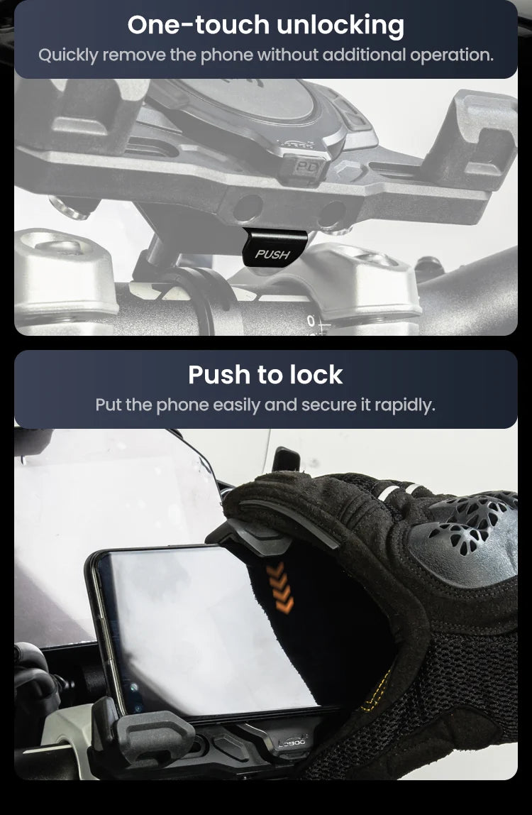 LOBOO PH02S 13MM Mount Version No Charging - Anti-Vibration Motorcycle Phone Holder