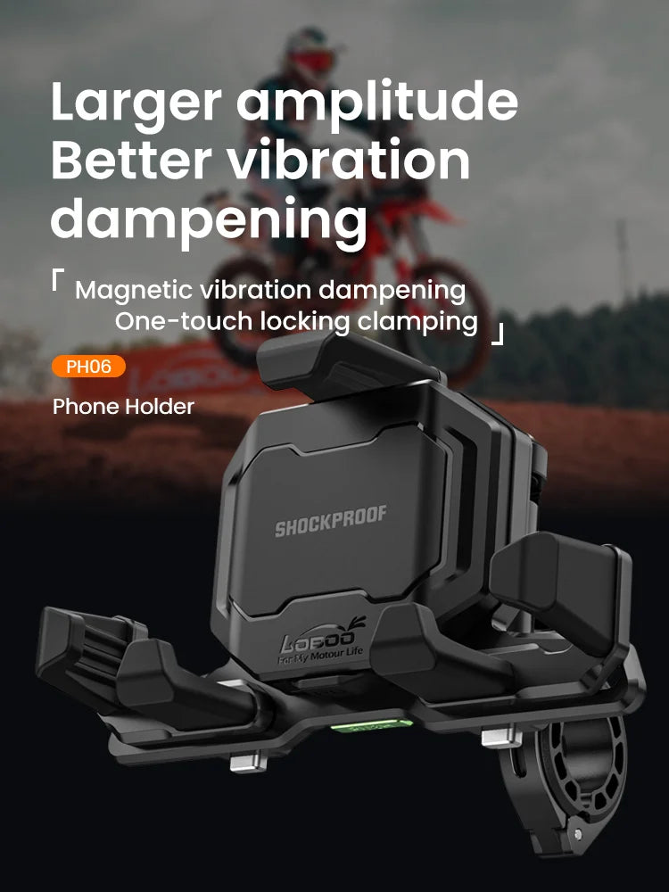 LOBOO | LOBOO PH06  Phone Holder Sport Bike Model With Wireless Charging Anti-Vibration Phone Mount - Magnetic Damping
