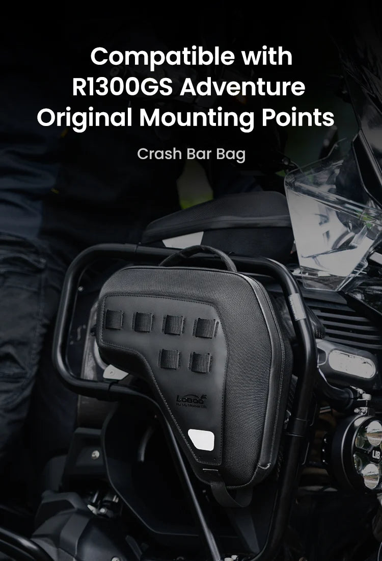 BHGB13BK | LOBOO | LOBOO Crash Bar Bags (5L Pair) for BMW R1300GS Adventure (2024+) - Anti-Theft EVA Hard Shell Storage
