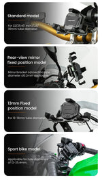 LOBOO | LOBOO PH06  Phone Holder  13mm Fixed Position Model with charging  Anti-Vibration Phone Mount - Magnetic Damping  Aluminum Motorcycle Holder (Fits 4.7"-7.2" Phones)