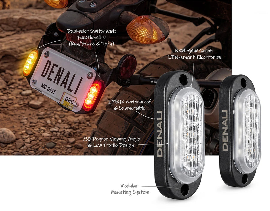 DENALI | DENALI TST T3-S Smart LED Brake Lights & Switchback Turn Signals for Motorcycles – Rear