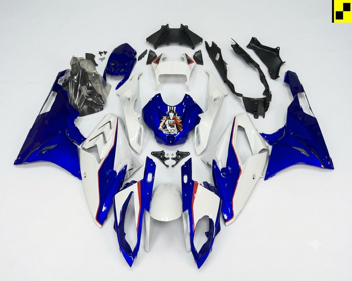 AXXON | BBMW S1000RR Ultramarine Blue & Alpine White Body Kit (2017–2018 Fitment)