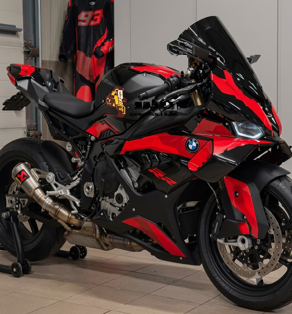 AXXON | BMW S1000RR Crimson Red & Gloss Black Body Kit (2023–2026 Fitment)