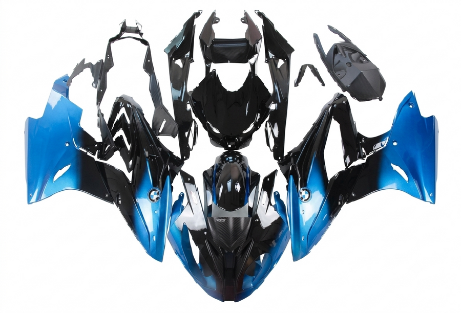 AXXON | BMW S1000RR Electric Turquoise & Carbon Gloss Body Kit (2017–2018 Fitment)