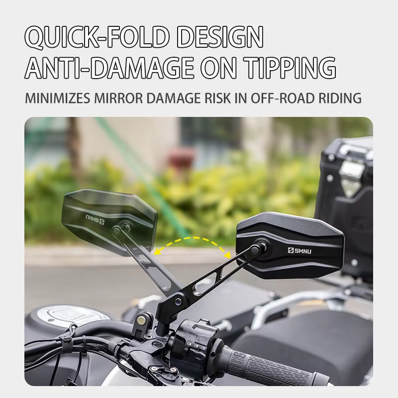 SMNU | SMNU Motorcycle R155 Rearview Mirror Black, square design