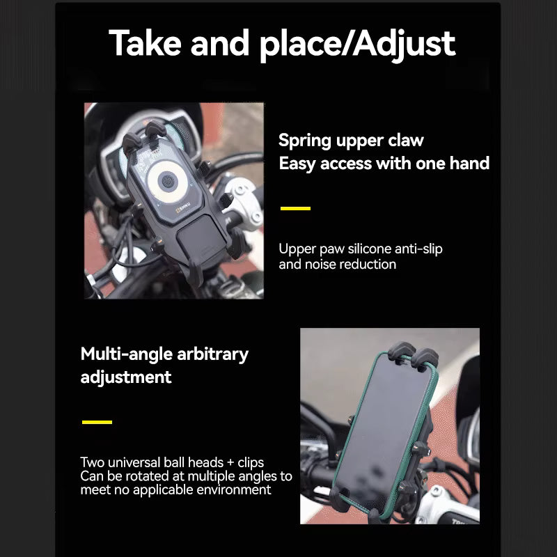 SMNU | SMNU 2024 New Design Mobile Phone Holders Waterproof Shock Absorber Dazzling Aluminum Alloy Motorcycle Bike Mount