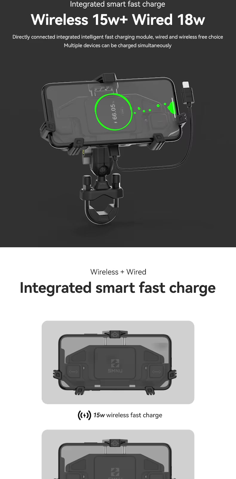 SMNU | Durable Cell Chargeable Mobile Waterproof Motorcycle Phone Holder For Motorcycle