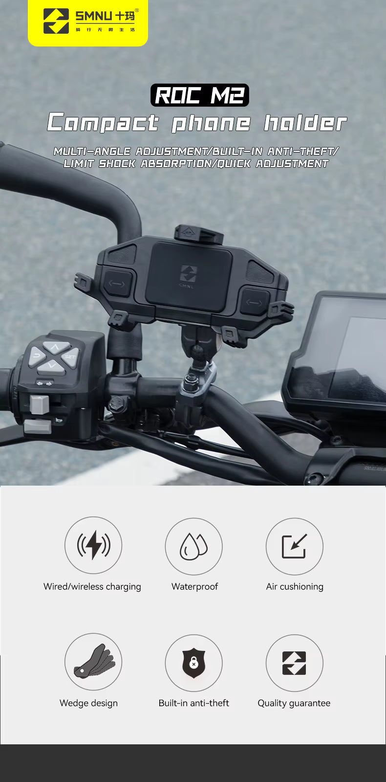 SMNU | Durable Cell Chargeable Mobile Waterproof Motorcycle Phone Holder For Motorcycle