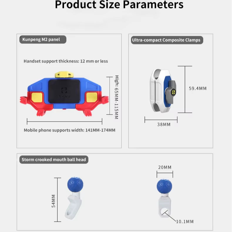 SMNU | SMNU Kunpeng M2 Series Own Patent Smart Fast Charging Multi-Angle Adjustable Colorful Cell Phone Holder For Motorcycle