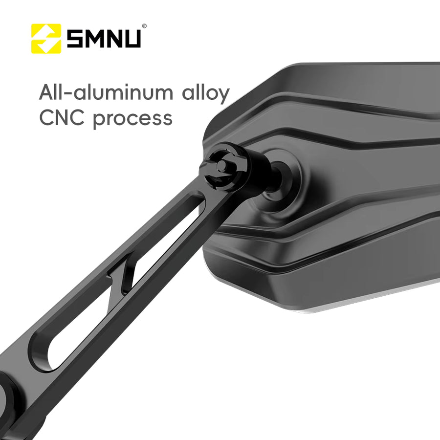 SMNU | SMNU Motorcycle R155 Rearview Mirror Black, square design