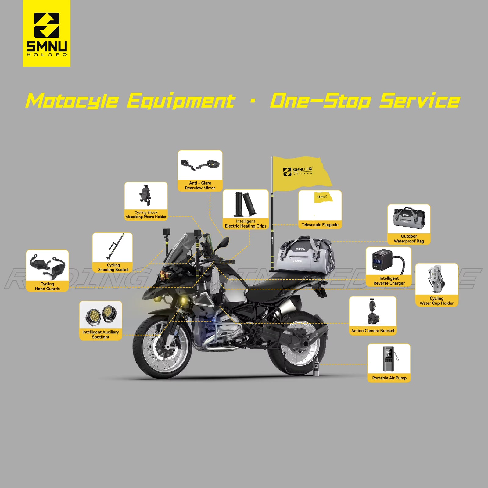 SMNU | SMNU VF01  180W  Front Motorcycle CIP67 Waterproof Headlight With 7 Lens For ADV
