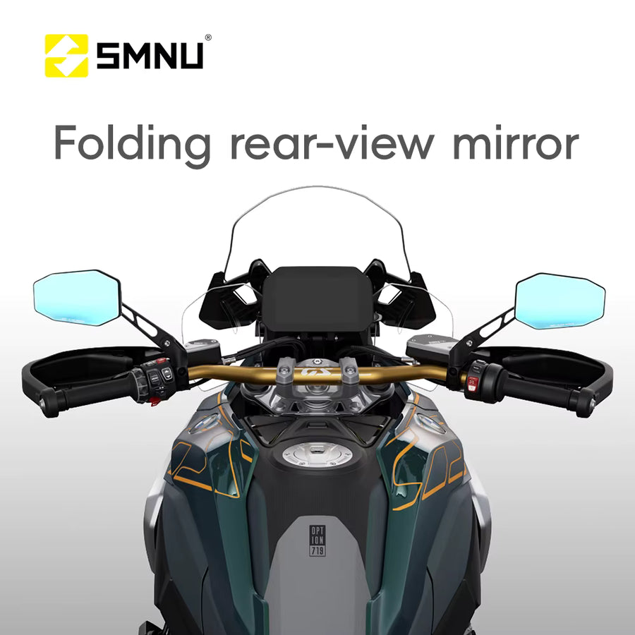 SMNU | SMNU Motorcycle R155 Rearview Mirror Black, square design