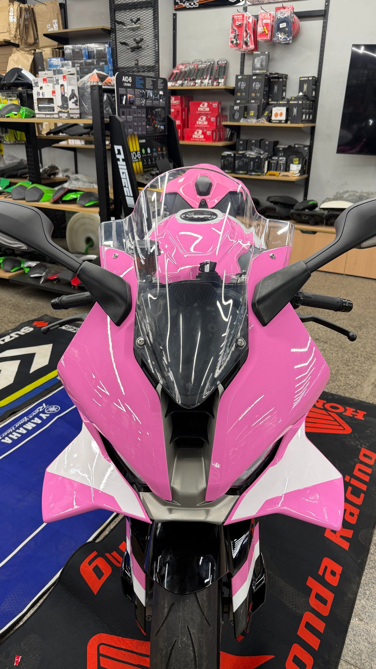 AXXON | BMW S1000RR (2023–2026) Custom Full Fairing Body Kit – Vibrant Gloss Pink & White Edition