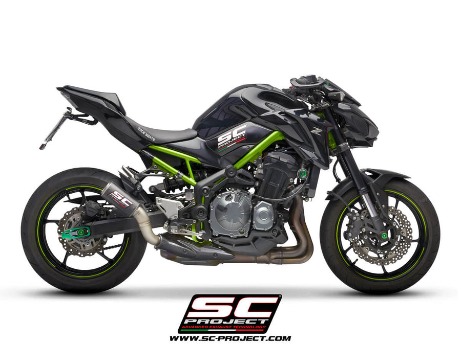 SC Project Exhaust CR-T carbon (2017-2019) with stoneguard grid for Kawasaki Z900 (Without Carbon fibre heat protection)