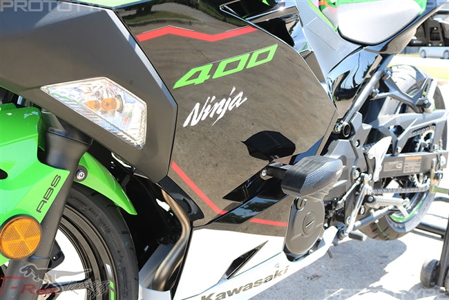 2018 - 2023 Kawasaki Ninja 400 No Cut Frame Sliders w/ aluminum inserts