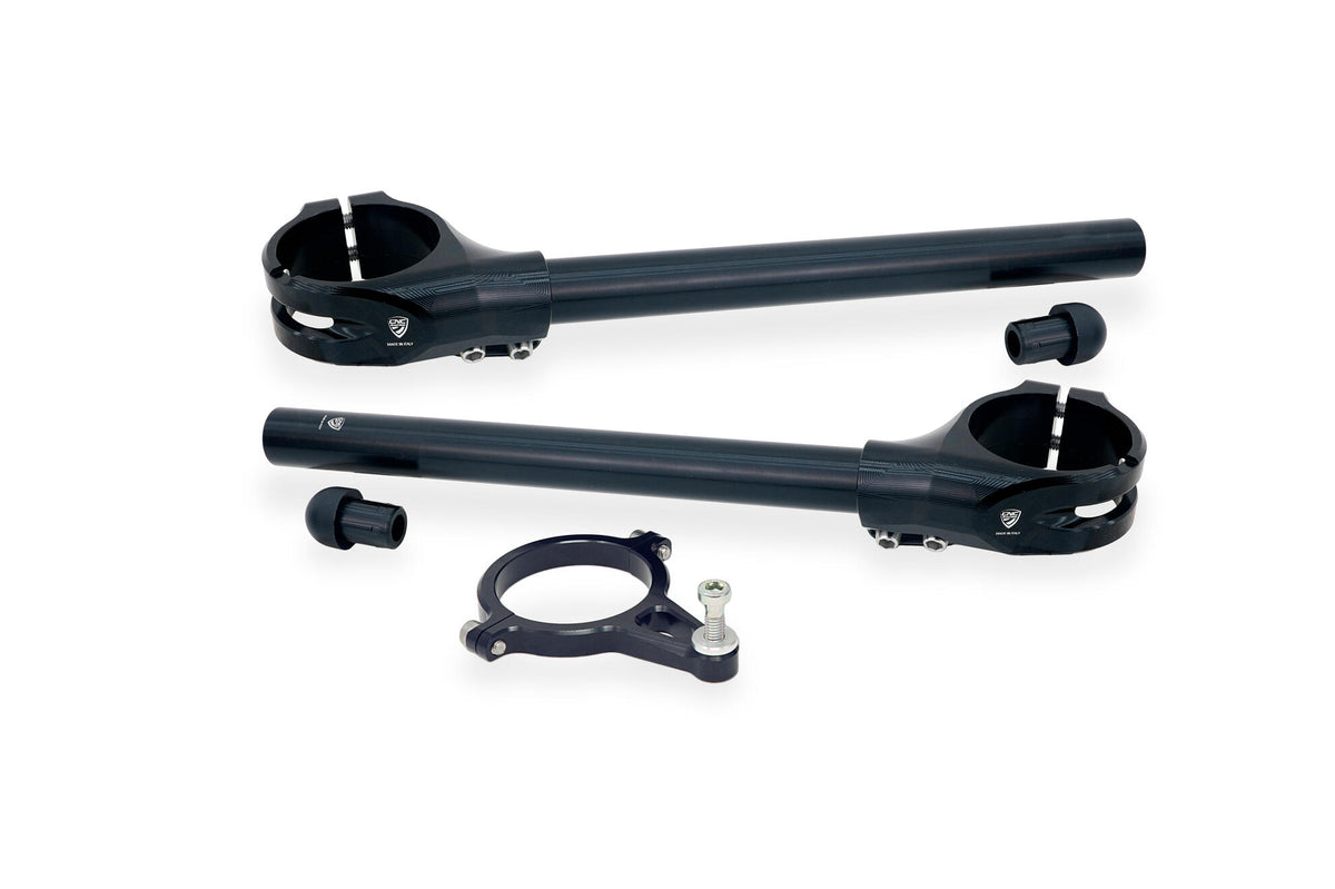 CNC RACING | Clip-On Handlebar Kit Ø 53 mm – offset 26 mm with Steering Damper Support for Ducati Panigale V4