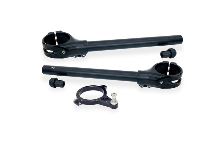 CNC RACING | Clip-On Handlebar Kit Ø 53 mm – offset 26 mm with Steering Damper Support for Ducati Panigale V4