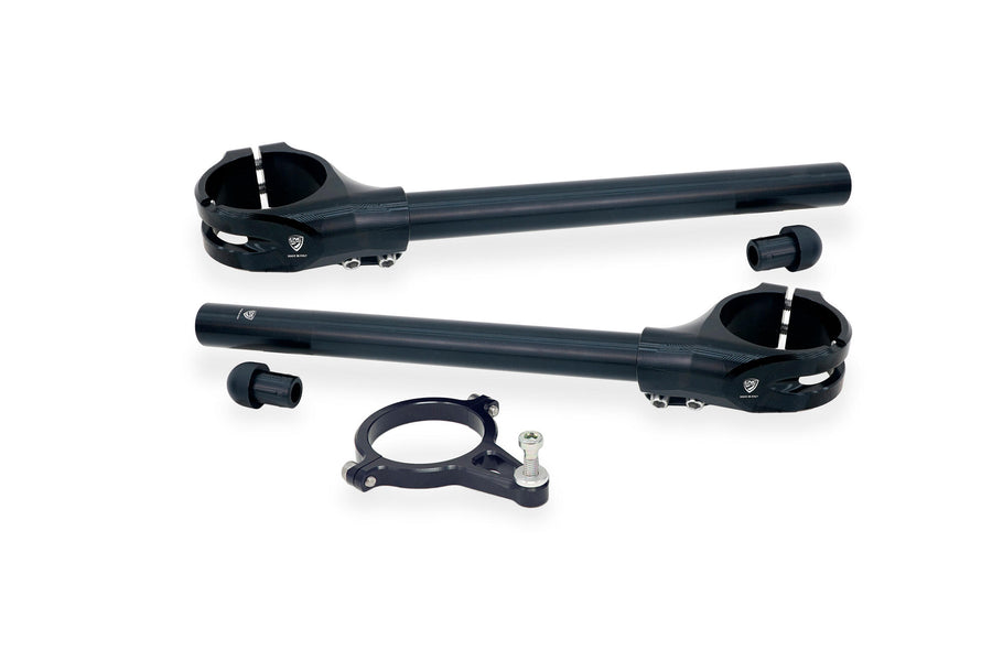 CNC RACING | Clip-On Handlebar Kit Ø 53 mm – offset 26 mm with Steering Damper Support for Ducati Panigale V4