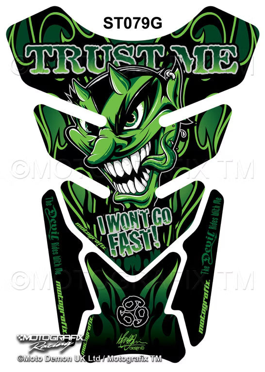 Motografix | Motografix “Trust Me I Won’t Go Fast” Green 3D Gel Tank Pad - Green