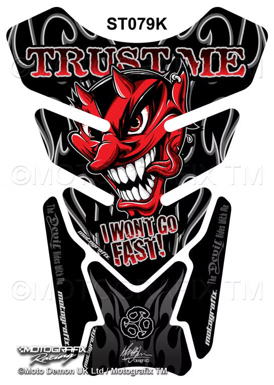 Motografix | Motografix “Trust Me I Won’t Go Fast” 3D Gel Tank Pad - Black / Red