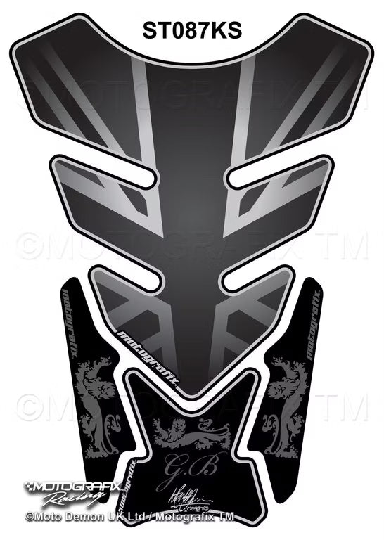Motografix | Motografix Great Britain Union Jack Silver 3D Gel Tank Pad - Silver