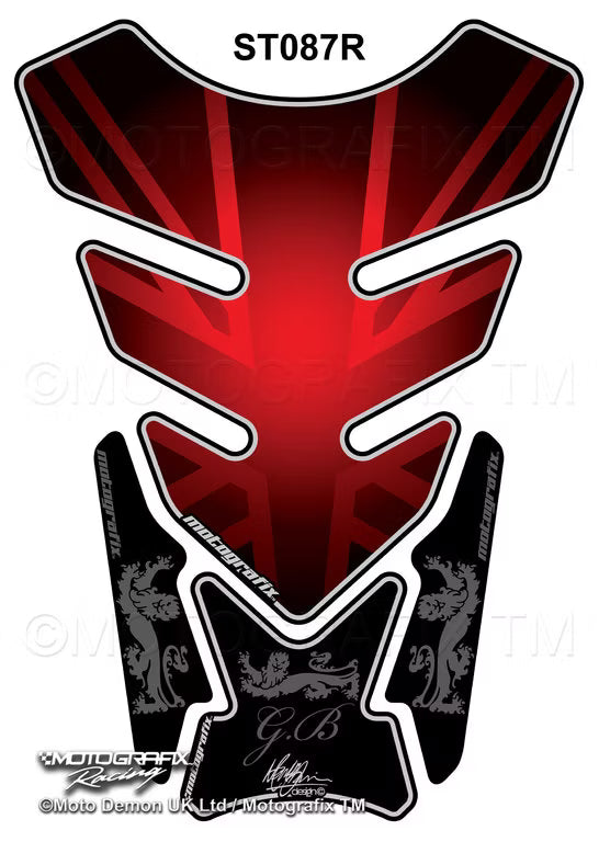 Motografix | Motografix Great Britain Union Jack Red 3D Gel Tank Pad - Red