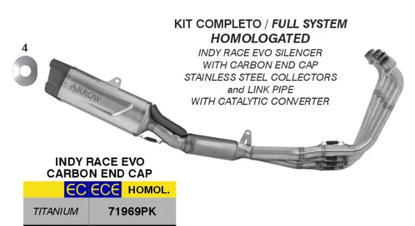 ARROW EXHAUST | Honda CB 650 R 2024-25 | Homologated full system with Indy Race EVO titanium silencer