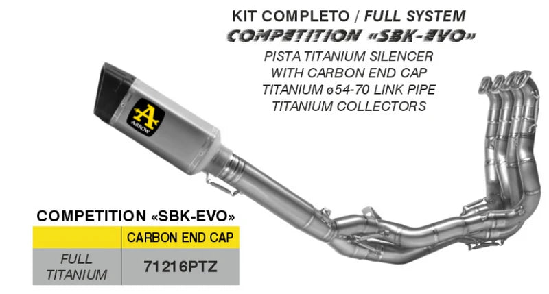 ARROW EXHAUST | Kawasaki ZX-10R / ZX-10RR 2026 | COMPETITION "SBK EVO" Full Titanium full system | 71216PTZ