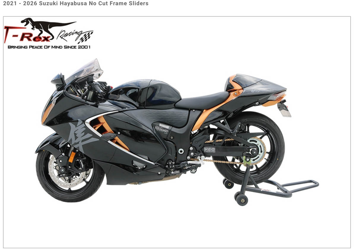 T-rex | Suzuki Hayabusa 2021 - 2026 No Cut Frame Sliders RED